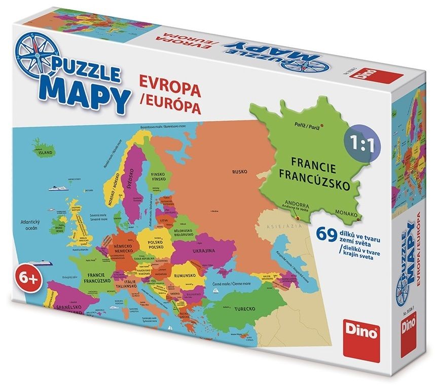 DINO Puzzle Mapy Európa 69 dielikov
